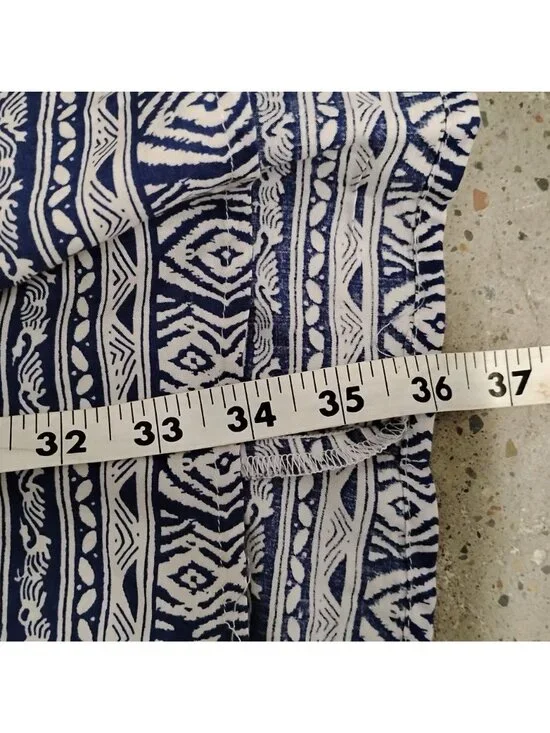 Beachlunchlounge S Dress Blue & White 3/4 Sleeve High Low Above the Knee Viscose - Picture 7 of 9